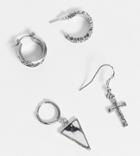 Reclaimed Vintage Inspired Hoop And Charm Earring Multipack In Burnished Silver