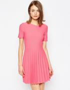 Asos Textured Pleated Mini Dress - Pink