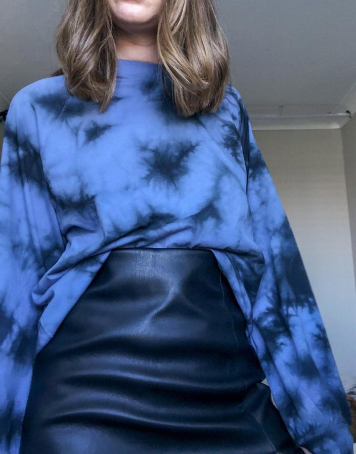 Asos Design Oversized Tie Dye T-shirt With Long Sleeves In Blue