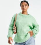 Asos Design Petite Chunky Oversized Sweater In Green