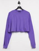 Asos Design Oversized Boxy Long Sleeve Top In Washed Purple