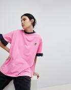 Lazy Oaf Oversized T-shirt With Chicken Drumstick Patch - Pink