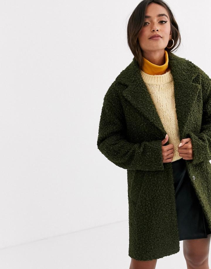 Asos Design Textured Cocoon Coat - Gray
