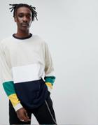 Asos Design Oversized Long Sleeve T-shirt With Bright Color Blocking - Multi
