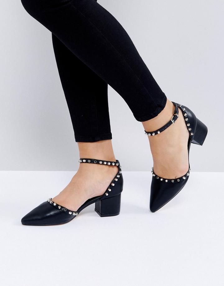 Missguided Flat Studded Pointed Heel - Black