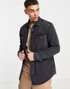 River Island Long Sleeve Western Shirt In Black