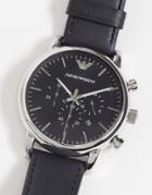 Emporio Armani Ar1828 Luigi Leather Watch In Black