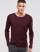 Selected Homme Silk Mix Knitted Sweater With Raw Edge - Burgundy