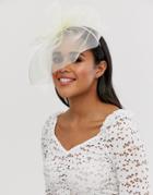 Asos Design Fascinator Headband With Statement Bow-cream