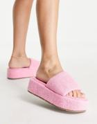 Asos Design Taya Padded Flatform Sandals In Pink