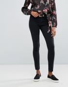 Pieces Rika Skin Tight Raw Ankle Jeans - Black