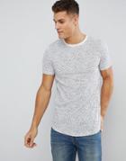 Jack & Jones Core T-shirt With Curved Hem And All Over Print - White