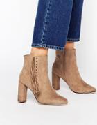 Truffle Collection Alice Tassel Heeled Ankle Boots - Taupe Micro