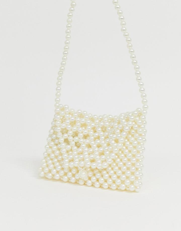 Pieces Beaded Bag-white