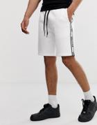 Hollister Side Tape Print Logo Sweat Shorts In White - White