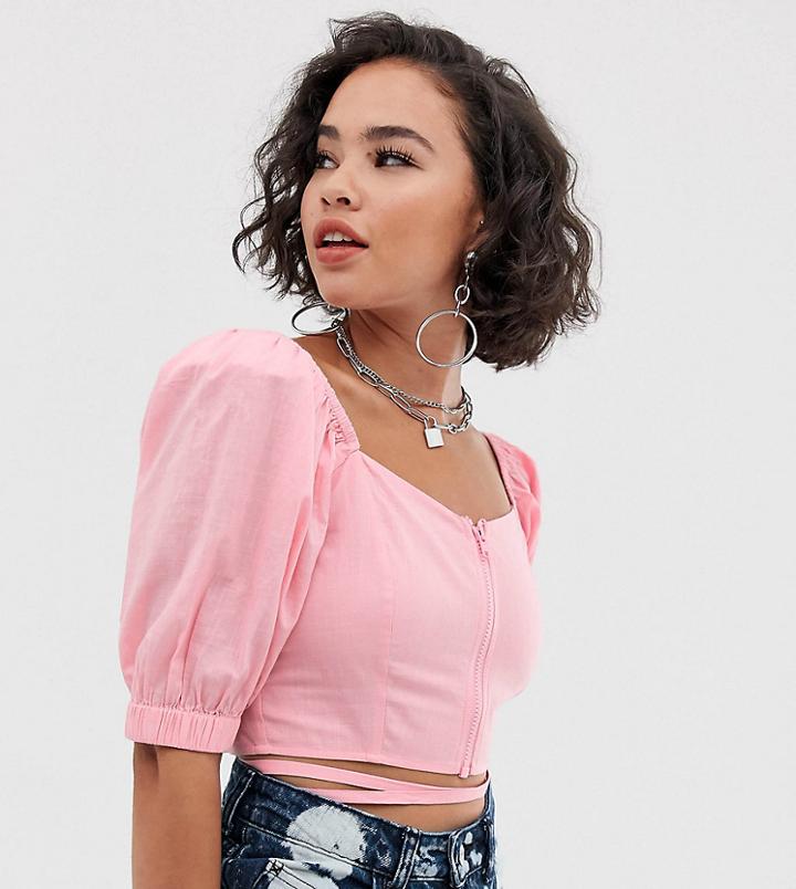 Collusion Zip Through Statement Shoulder Blouse-multi