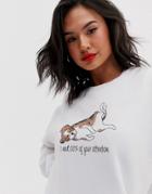 Daisy Street 'i Need 100% Of Your Attention' Oversized Sweater With Dog Graphic In White