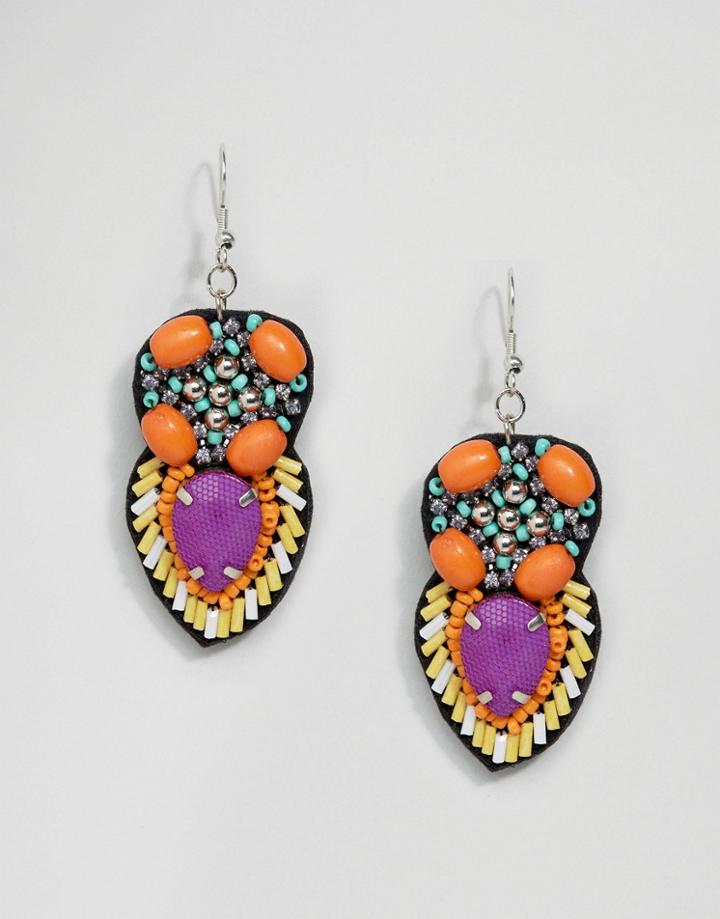 Asos Bright Summer Bead Drop Earrings - Multi