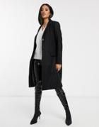 Helene Berman 3 Button Slim Collage Coat In Wool Blend-black