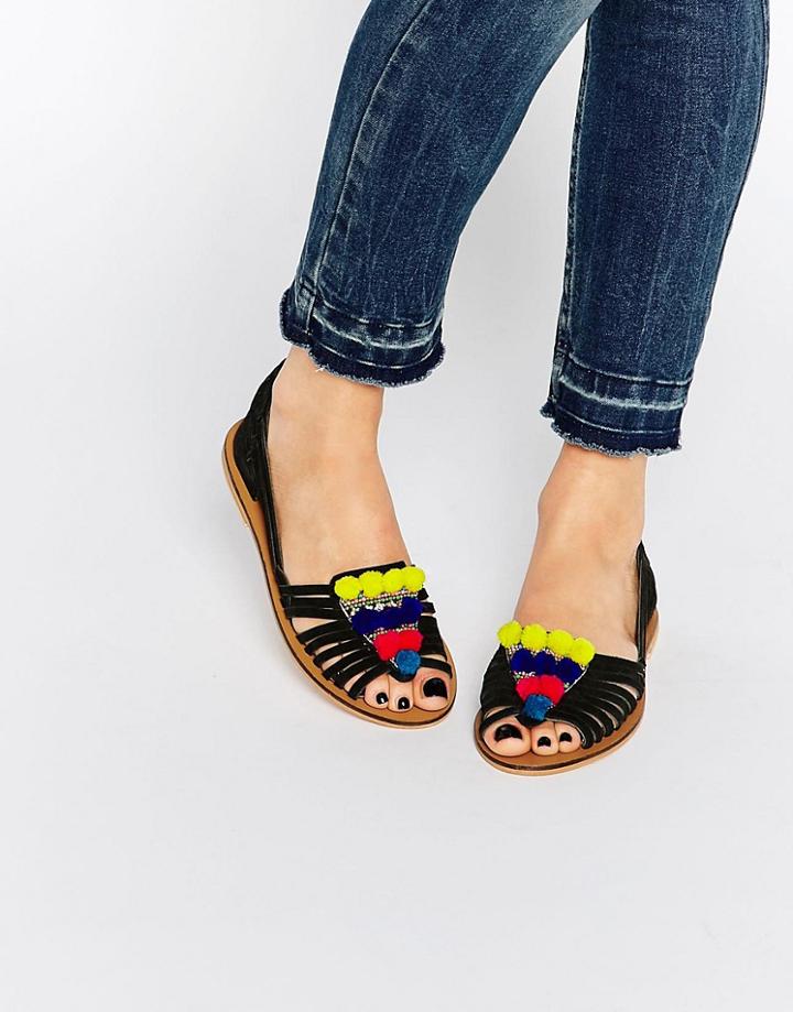 Asos Jafar Leather Embellished Summer Shoes - Black