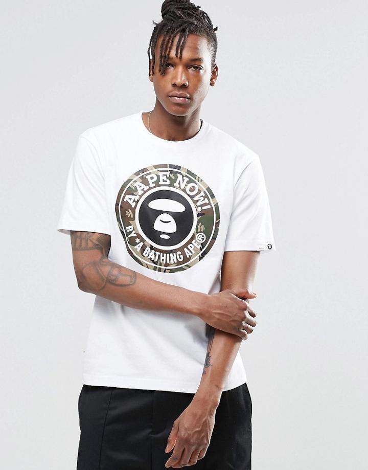 Aape By A Bathing Ape Basic Green Camo Print T-shirt - White