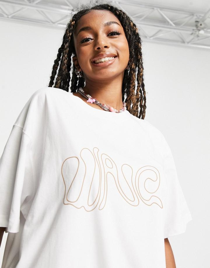 Weekday Oversized Tee With Wave Graphic In White