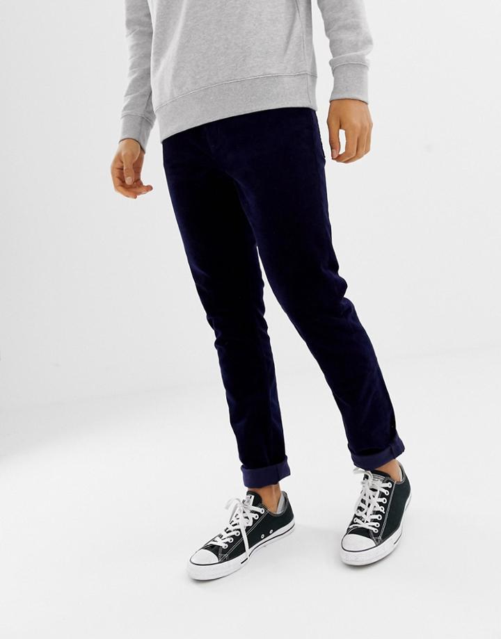 Weekday Friday Skinny Cord Pants Dark Blue - Blue