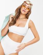 Asos Design Fuller Bust Recycled Mix And Match Sleek Crop Bikini Top In White
