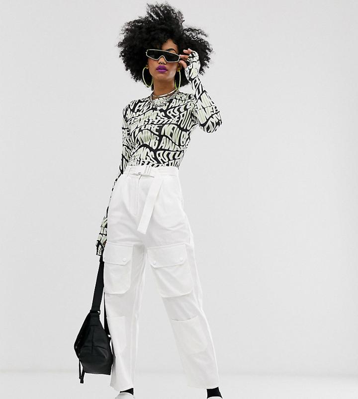Collusion High Waisted Pocket Pants - White