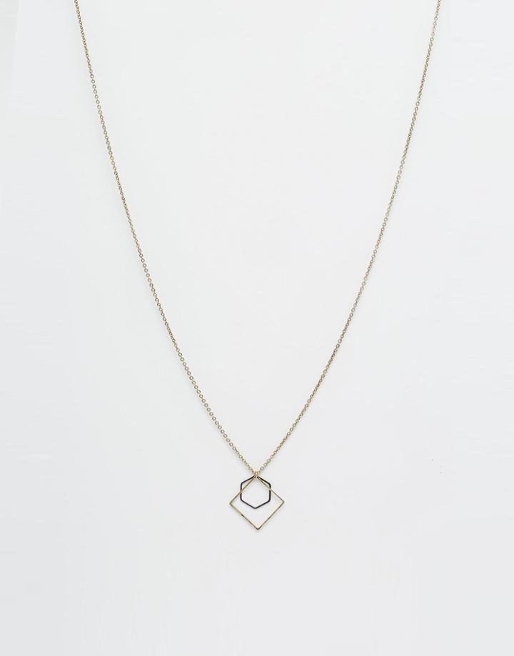 Asos Geometric Necklace In Mixed Metal Finish - Multi