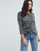 Only Bernice Knot 3/4 Sleeve Lace Top - Gray