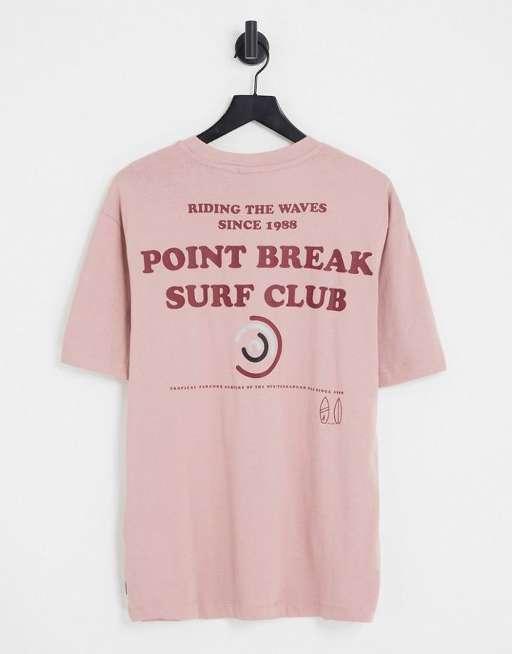Only & Sons Oversized T-shirt With Surf Club Back Print In Pink