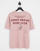 Only & Sons Oversized T-shirt With Surf Club Back Print In Pink