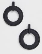 Asos Design Earrings In Faux Leather Open Circle Design In Black - Black