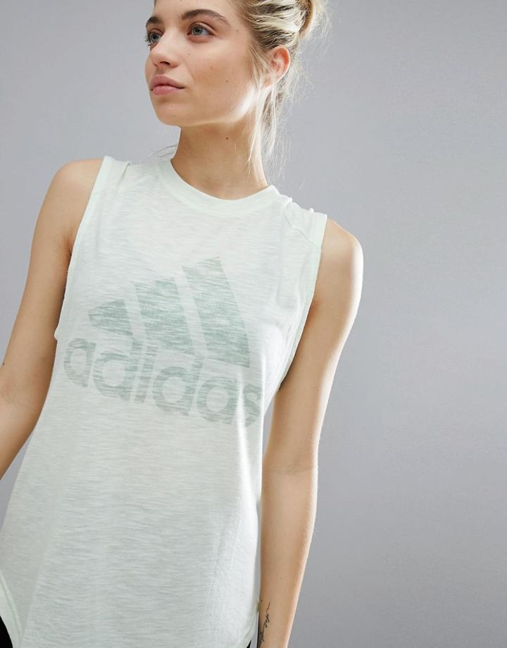 Adidas Winners Tank In Pale Green - Green