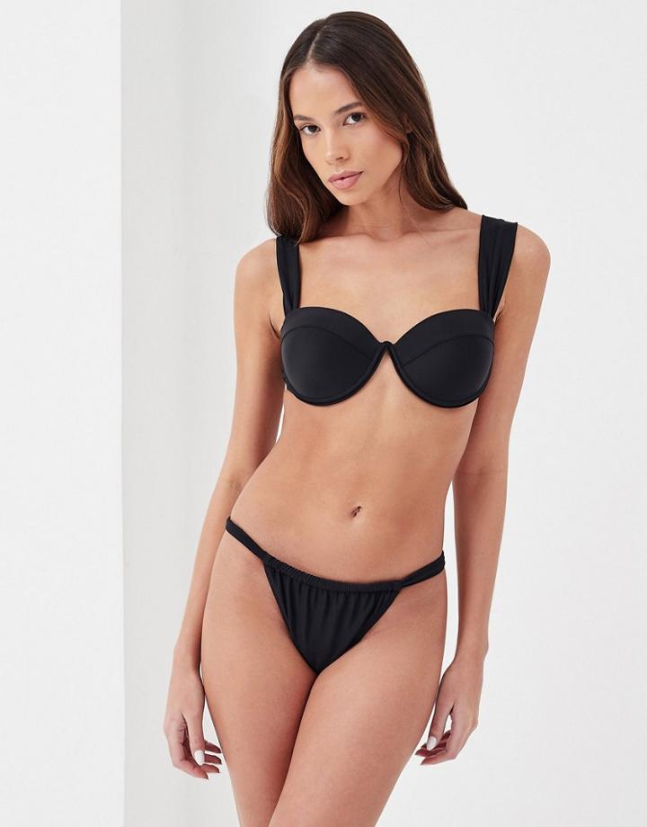 4th & Reckless Thick Strap Bikini Top In Black