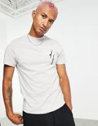 Asos Dark Future T-shirt In Gray Violet With Printed Chest Logo In Organic Cotton-grey