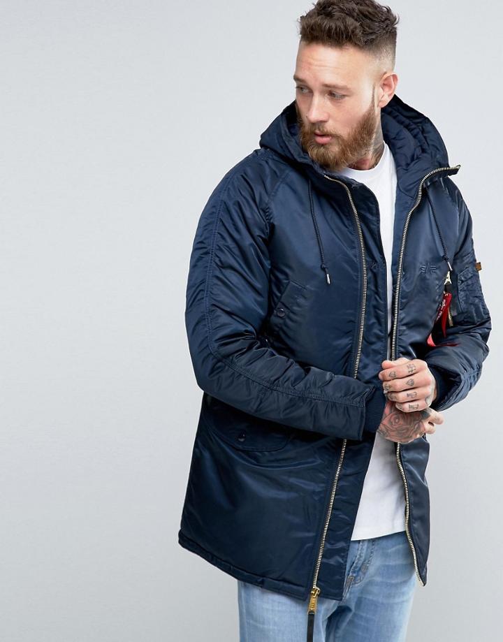 Alpha Industries N3b Slim Parka In Navy - Navy