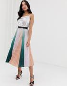 Ted Baker Selmma Midi Skirt In Color Block Pleat - Multi