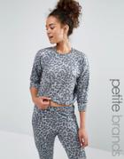 New Look Petite Leopard Print Sweater - Gray