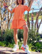Urban Threads Pephem Mini Dress In Coral-orange