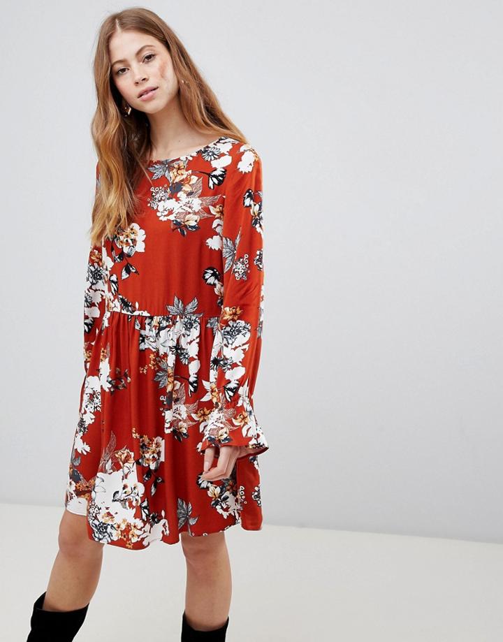 Vila Floral Smock Dress - Pink