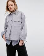 Native Youth Oversized Corduroy Trucker Jacket - Gray