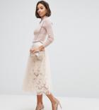 Asos Petite Lace Prom Skirt With Tulle Overlay - Pink