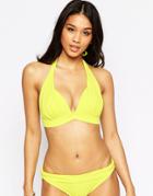 Asos Fuller Bust Exclusive Marilyn Molded Halter Bikini Top Dd-g - Tweety Yellow