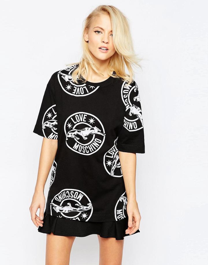Love Moschino Panther Emblem T-shirt - Black