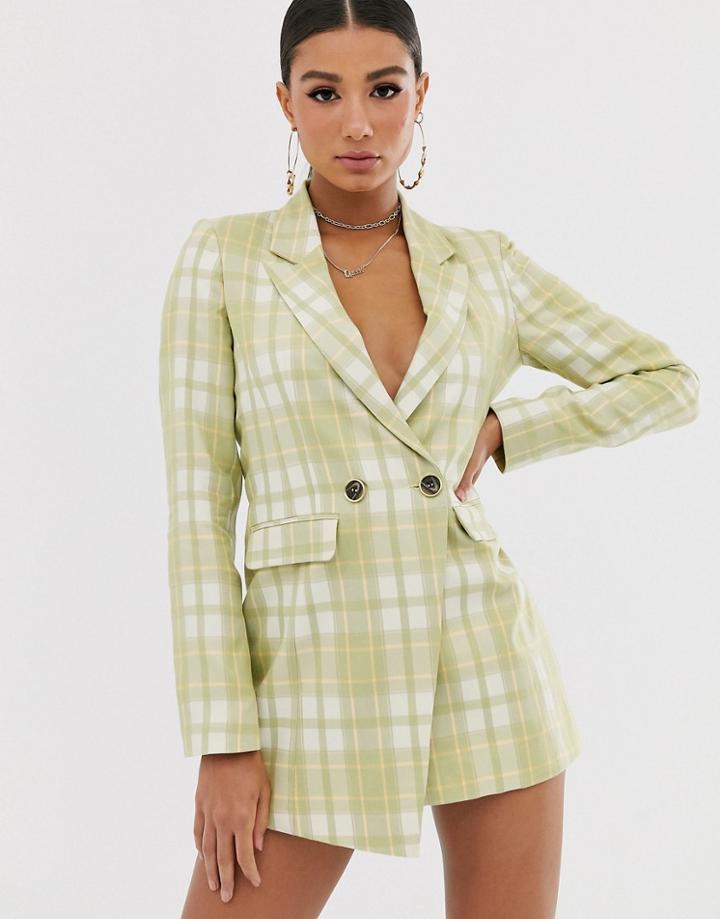 Asos Design Longline Check Blazer-multi