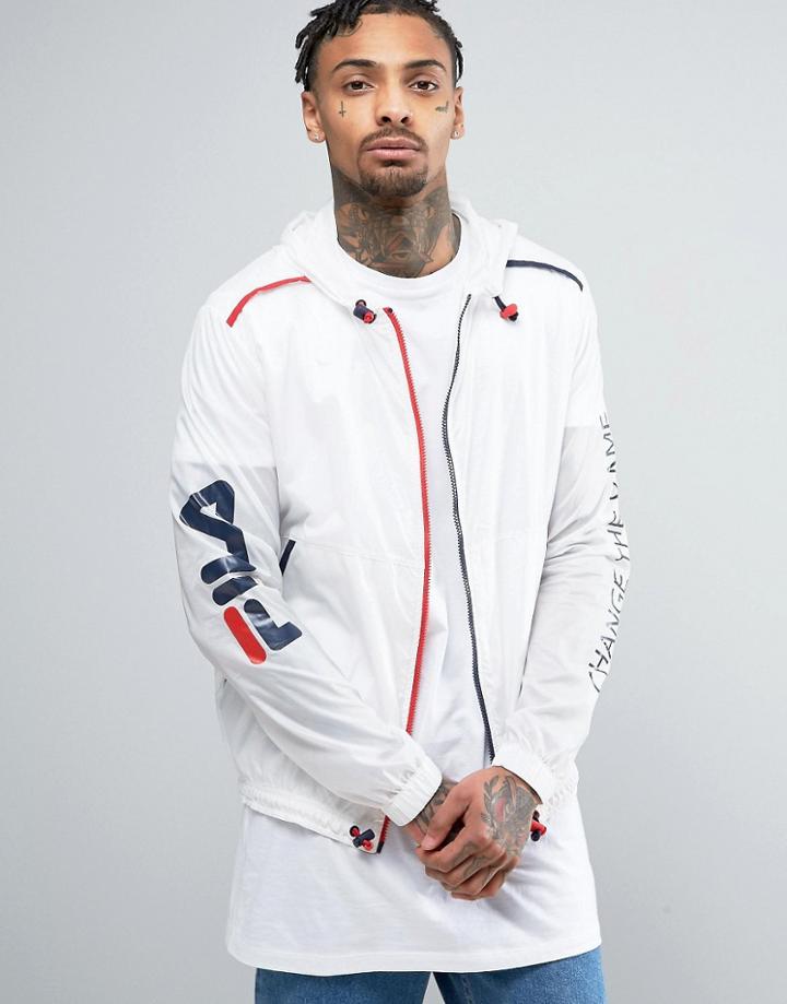 Fila Black Lightweight Jacket With Sleeve Print - White