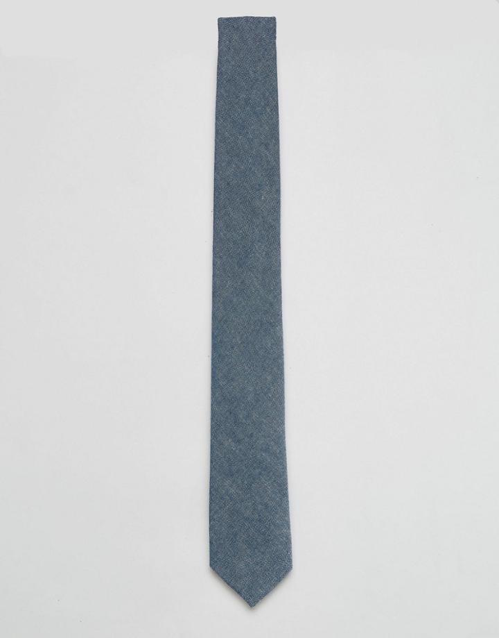 Jack & Jones Silk Tie In Chambray - Blue