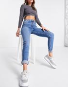 Asos Design Ridley High Rise Skinny Jeans In Bright Wash-blues